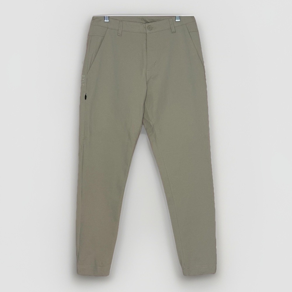 BYLT Basics Men's Tech Denim Everyday Pant Tan Straight Fit 32 Comfort Golf